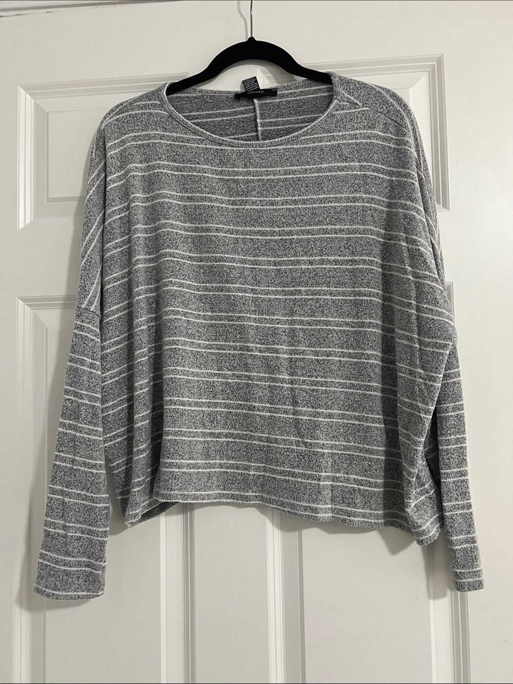 Gray Striped Long-Sleeve Women's Sweater